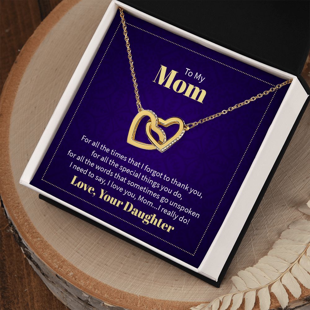 To My Mom, I Really Love You - Interlocking Hearts Necklace