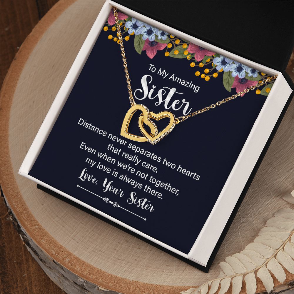 To My Amazing Sister, My Love Is Always There - Interlocking Hearts Necklace