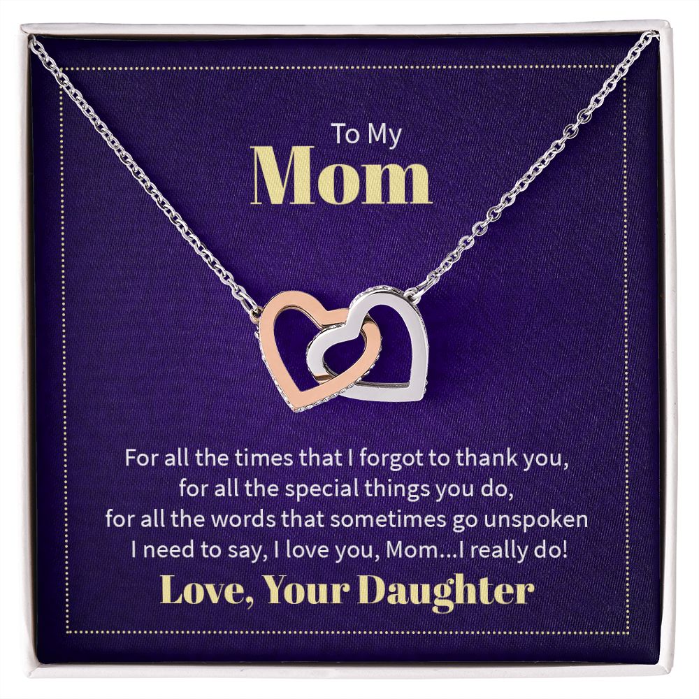 To My Mom, I Really Love You - Interlocking Hearts Necklace