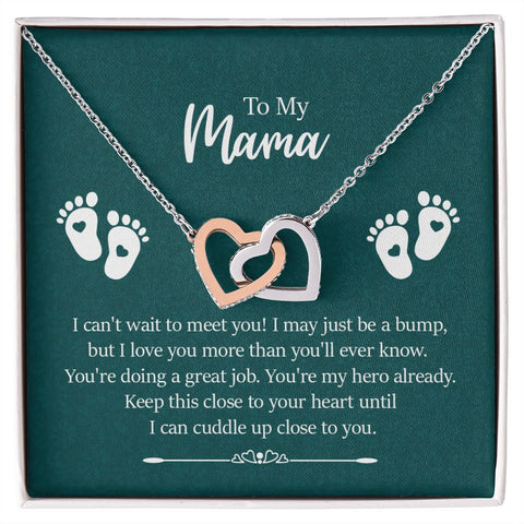 To My Mama, I Can't Wait to Meet You - Interlocking Hearts Necklace