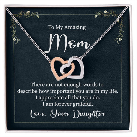 From Daughter to Mom_Not Enough Words_Interlocking Hearts Necklace