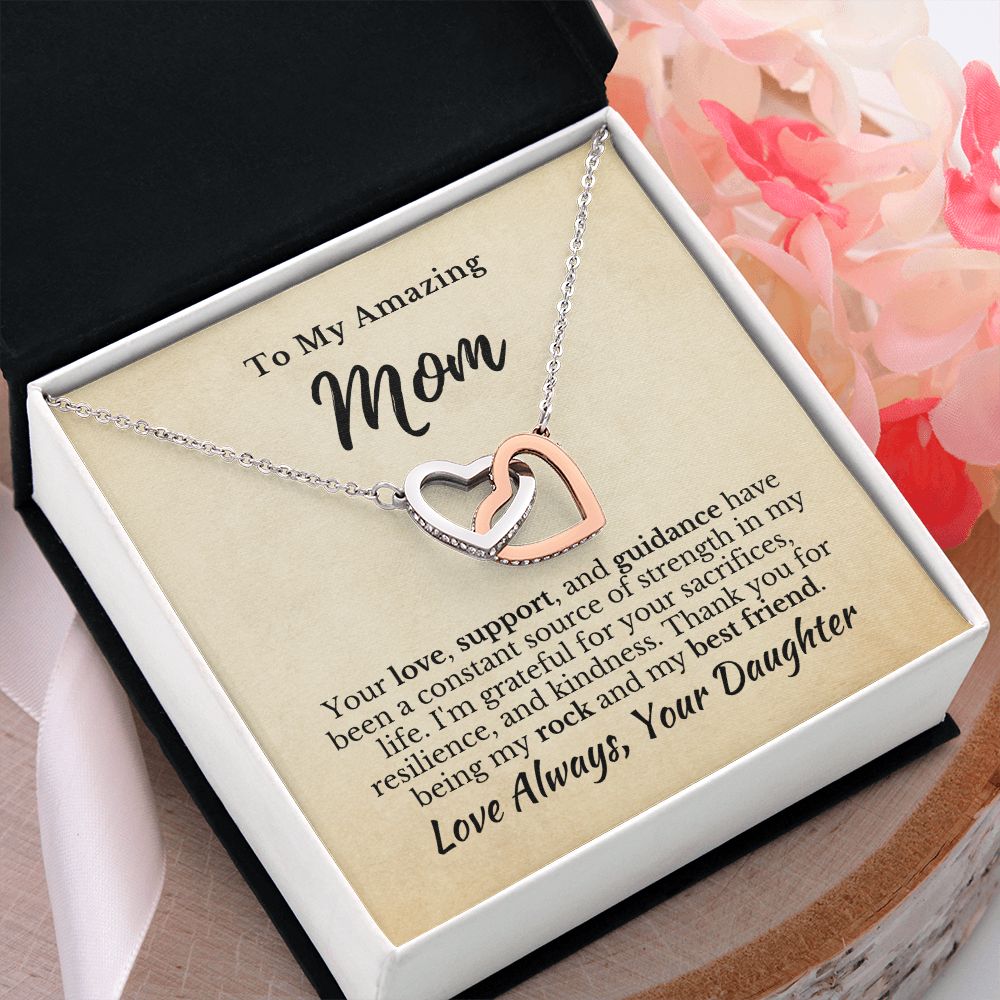 From Daughter to Mom_I'm Grateful for You_Interlocking Hearts Necklace