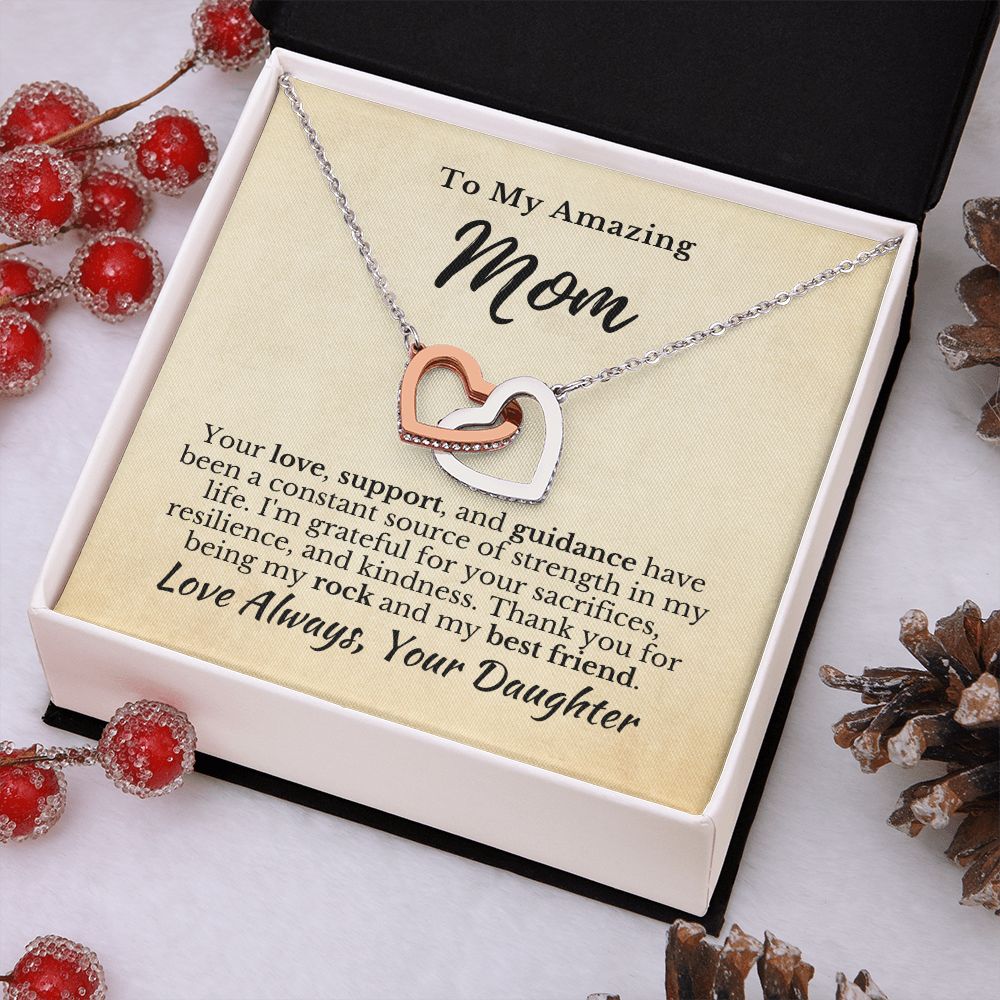 From Daughter to Mom_I'm Grateful for You_Interlocking Hearts Necklace
