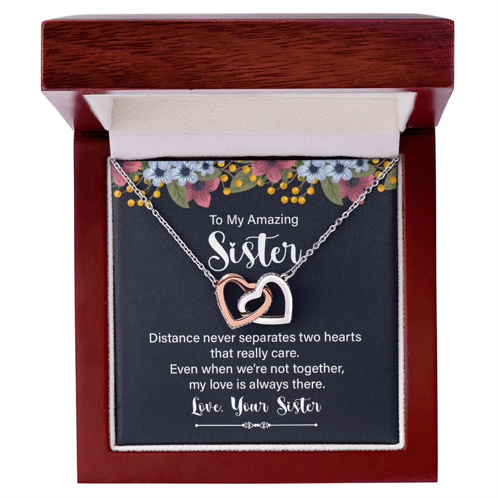 To My Amazing Sister, My Love Is Always There - Interlocking Hearts Necklace