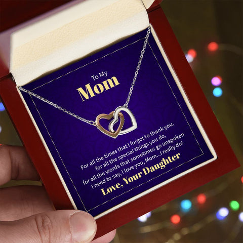 To My Mom, I Really Love You - Interlocking Hearts Necklace