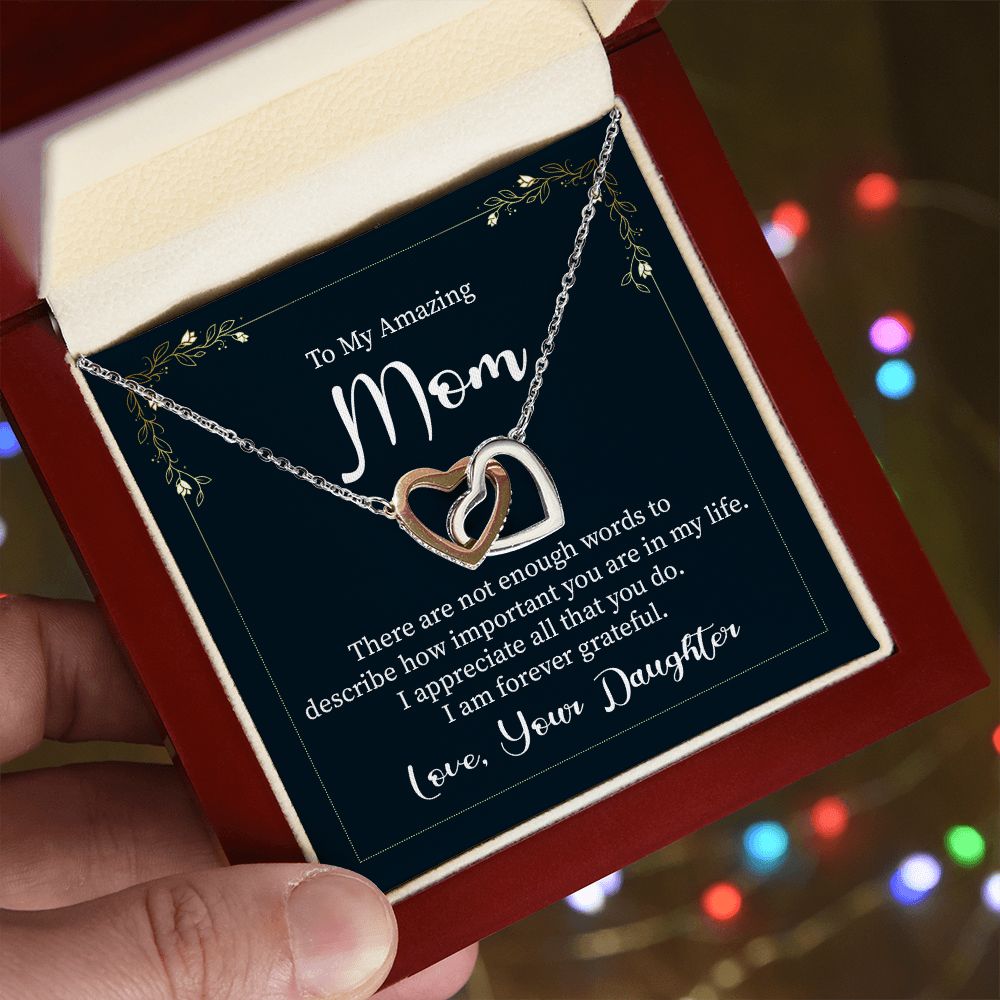 From Daughter to Mom_Not Enough Words_Interlocking Hearts Necklace