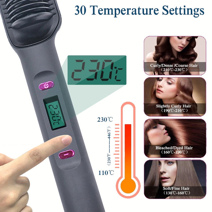 Electric Heat Comb Straightener & Curler