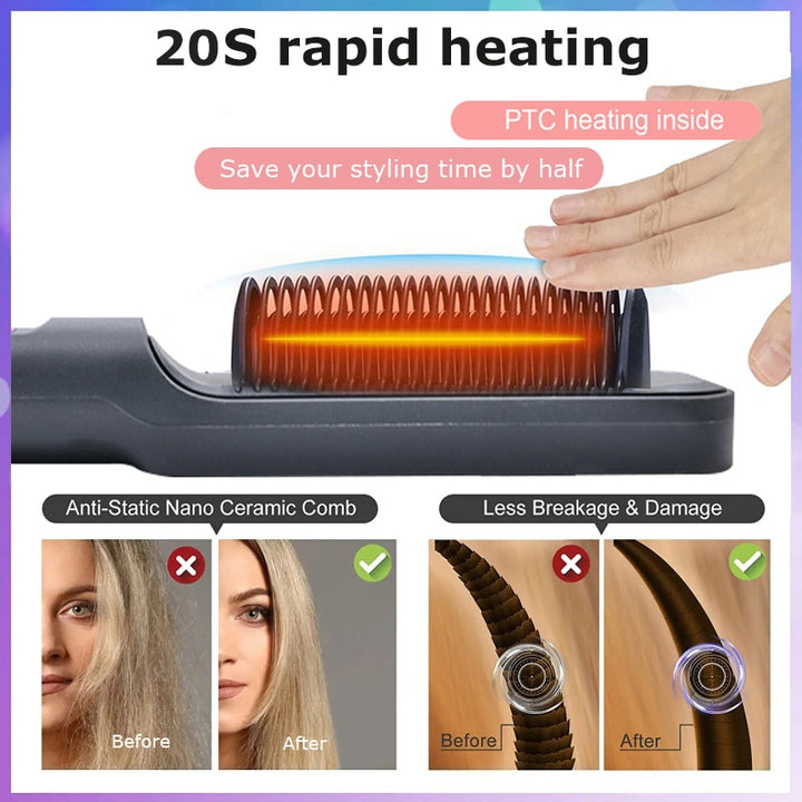 Electric Heat Comb Straightener & Curler