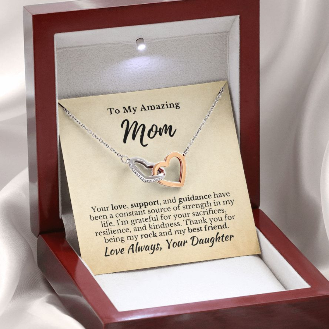 From Daughter to Mom_I'm Grateful for You_Interlocking Hearts Necklace