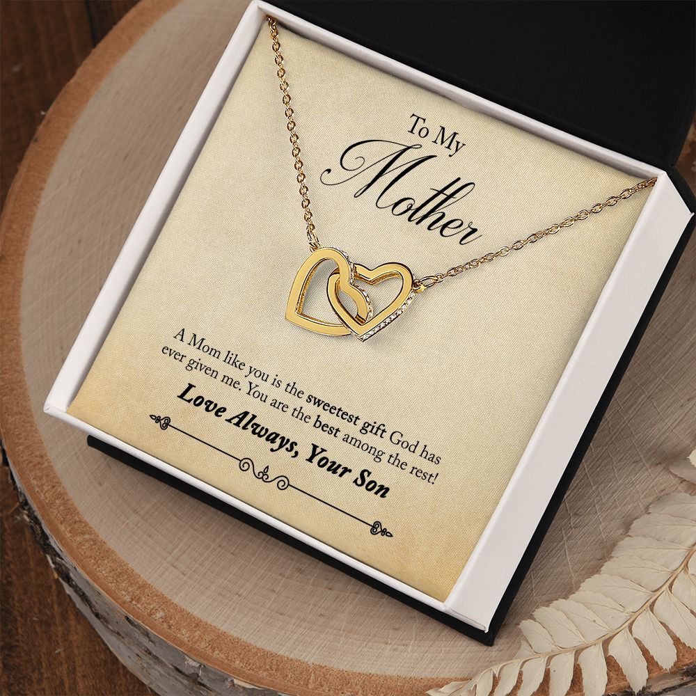 Son to Mother, The Sweetest Gift - Interlocking Hearts Necklace