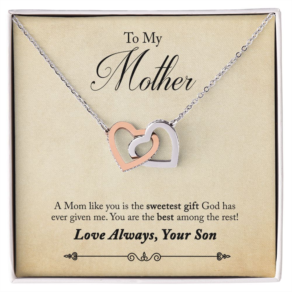 Son to Mother, The Sweetest Gift - Interlocking Hearts Necklace