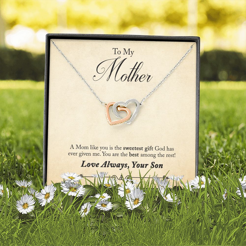 Son to Mother, The Sweetest Gift - Interlocking Hearts Necklace