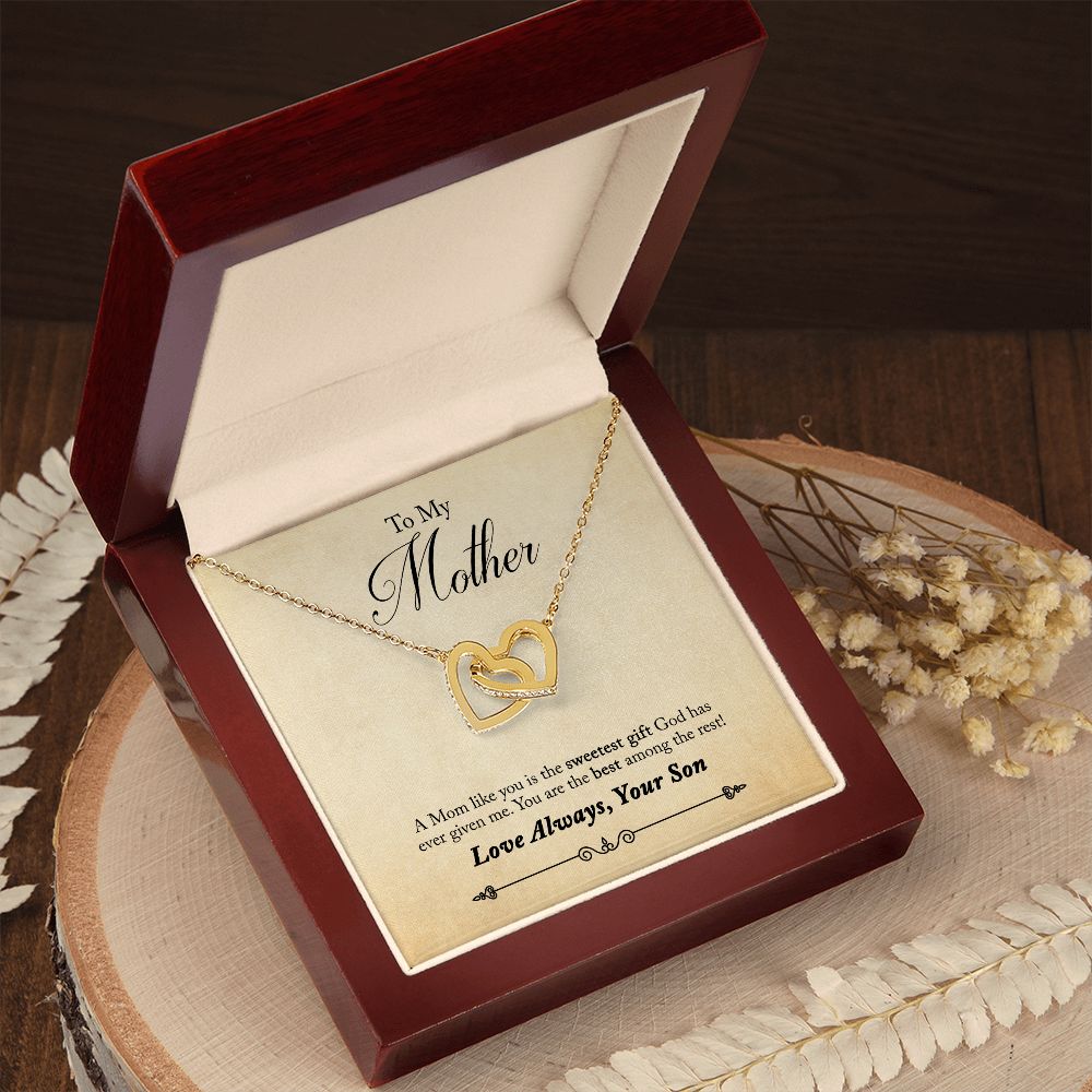Son to Mother, The Sweetest Gift - Interlocking Hearts Necklace