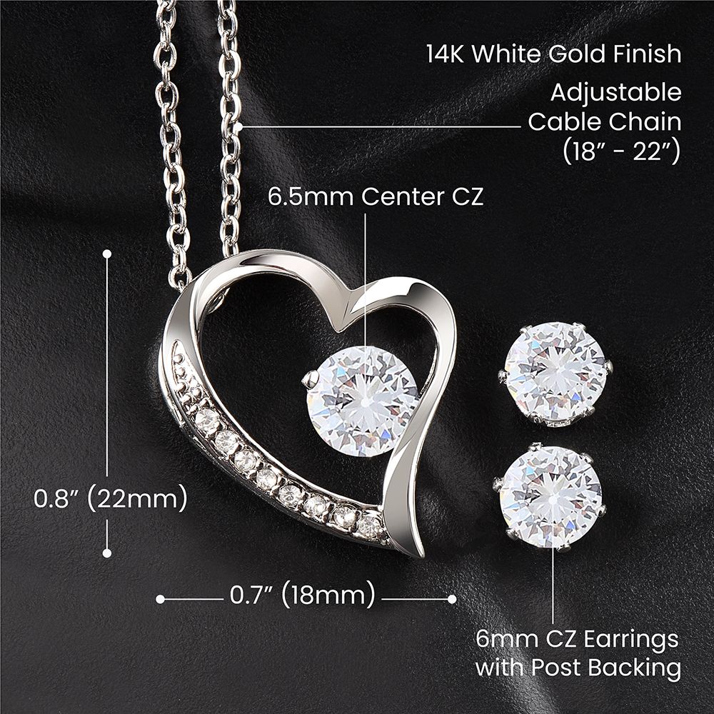 To My Wife, I Can't Live Without You - Forever Love Necklace & Earrings Set